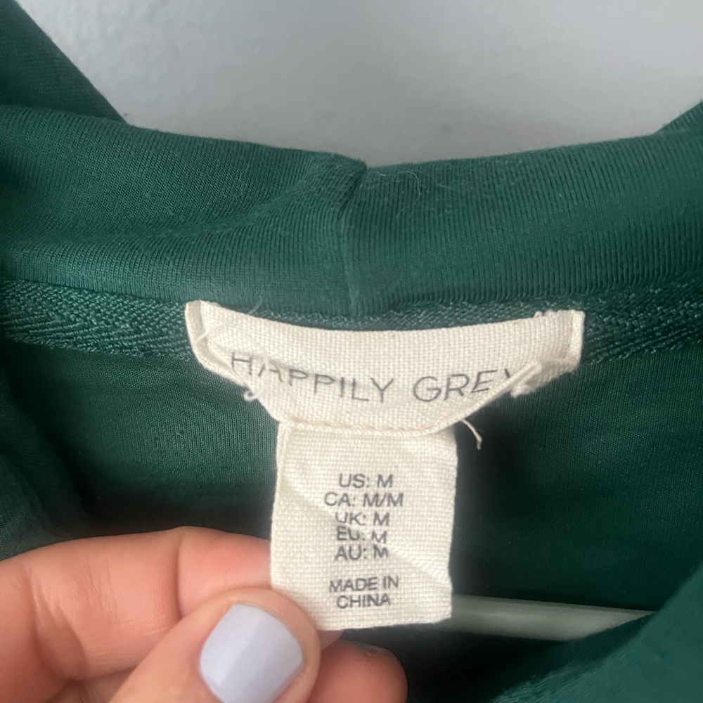 Green cropped Hooded Women's Sweatshirt - Picture 2 of 2
